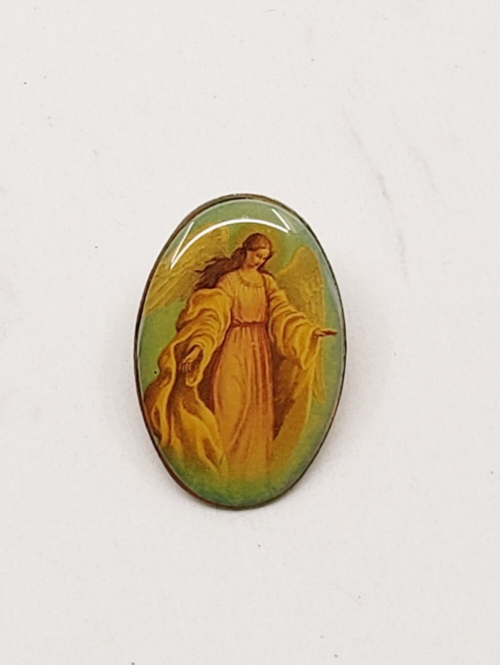 Vintage Guardian Angel Oval Lapel Pin